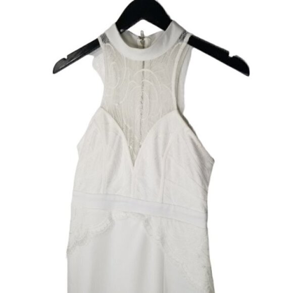 tea n cup White Lace Halter Neck Bodycon Dress - Picture 3 of 9